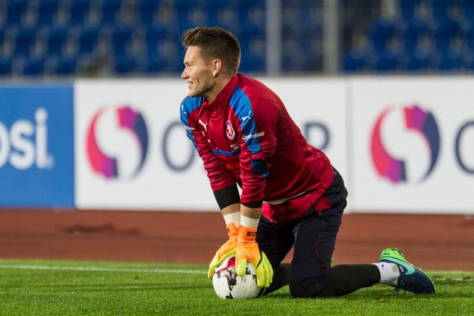 Trénink české fotbalové reprezentace v Ostravě před zápasem proti Ázerbájdžánu. Tomáš Vaclík