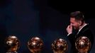 Soccer Football - The Ballon d’Or awards - Theatre du Chatelet, Paris, France - December 2, 2019  Barcelona's Lionel Messi with his Ballon d'Or trophies  REUTERS/Christia