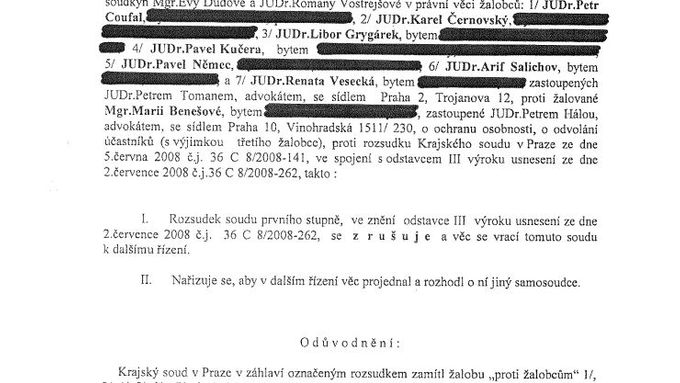 Usnesení Vrchního soudu v Praze ke kauze justiční mafie