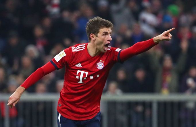 Thomas Müller slaví gól Bayernu