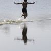 Čínský mnich běhá po vodě