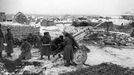 Photo showing a Red army artillery gun crew of colonel Ivanin, on the firing line, during the Battle of Stalingrad. The Battle of Stalingrad was fought during the winter of 1942 to 1943, and won by the Red Army over German invaders.