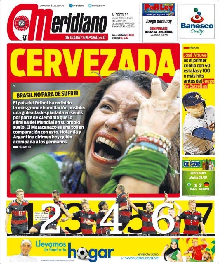 Fotbal - Titulní strany novin - Venezuela: Meridiano