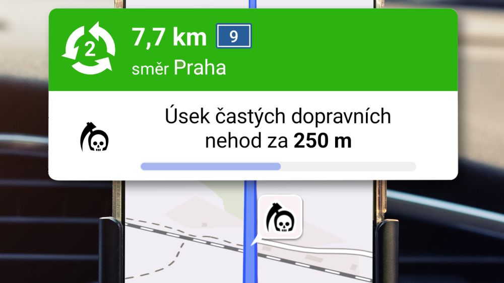 Rizikové úseky v aplikaci Mapy.cz