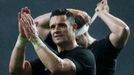 Daniel Carter of New Zealand celebrates after winning their Rugby World Cup Semi-Final match against South Africa at Twickenham in London, Britain, October 24, 2015. REUT