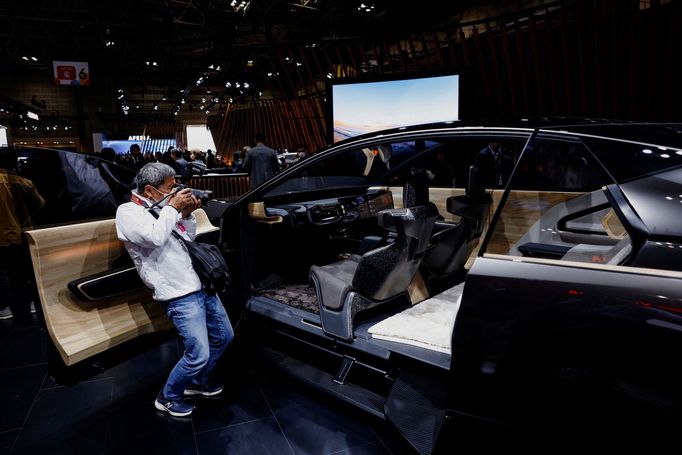 A photographer takes photos of the interior of the Lexus LF-ZL during the Japan Mobility Show 2023 at Tokyo Big Sight in Tokyo, Japan October 25, 2023.  REUTERS/Issei Kat