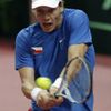 Tomáš Berdych při daviscupovém utkání s del Potrem.