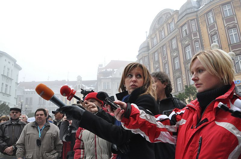 Protest státních zaměstnanců v Ostravě