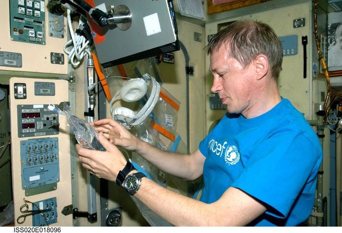 Astronaut Frank De Winne na kosmické stanici ISS.