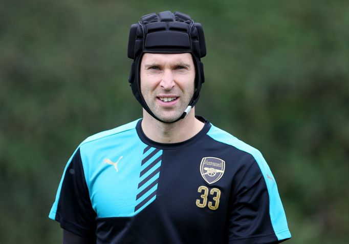 Petr Čech na tréninku Arsenalu