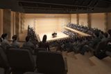 První koncert v nové hale by návštěvníci mohli slyšet v roce 2024. Na snímku je budoucí vzhled komorního sálu.