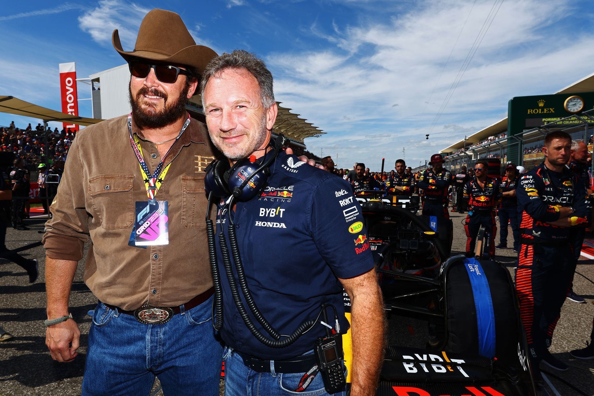 F1, VC USA 2023: Cole Hauser a Christian Horner
