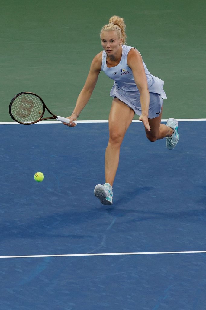 Kateřina Siniaková při utkání 1. kola US Open 2025
