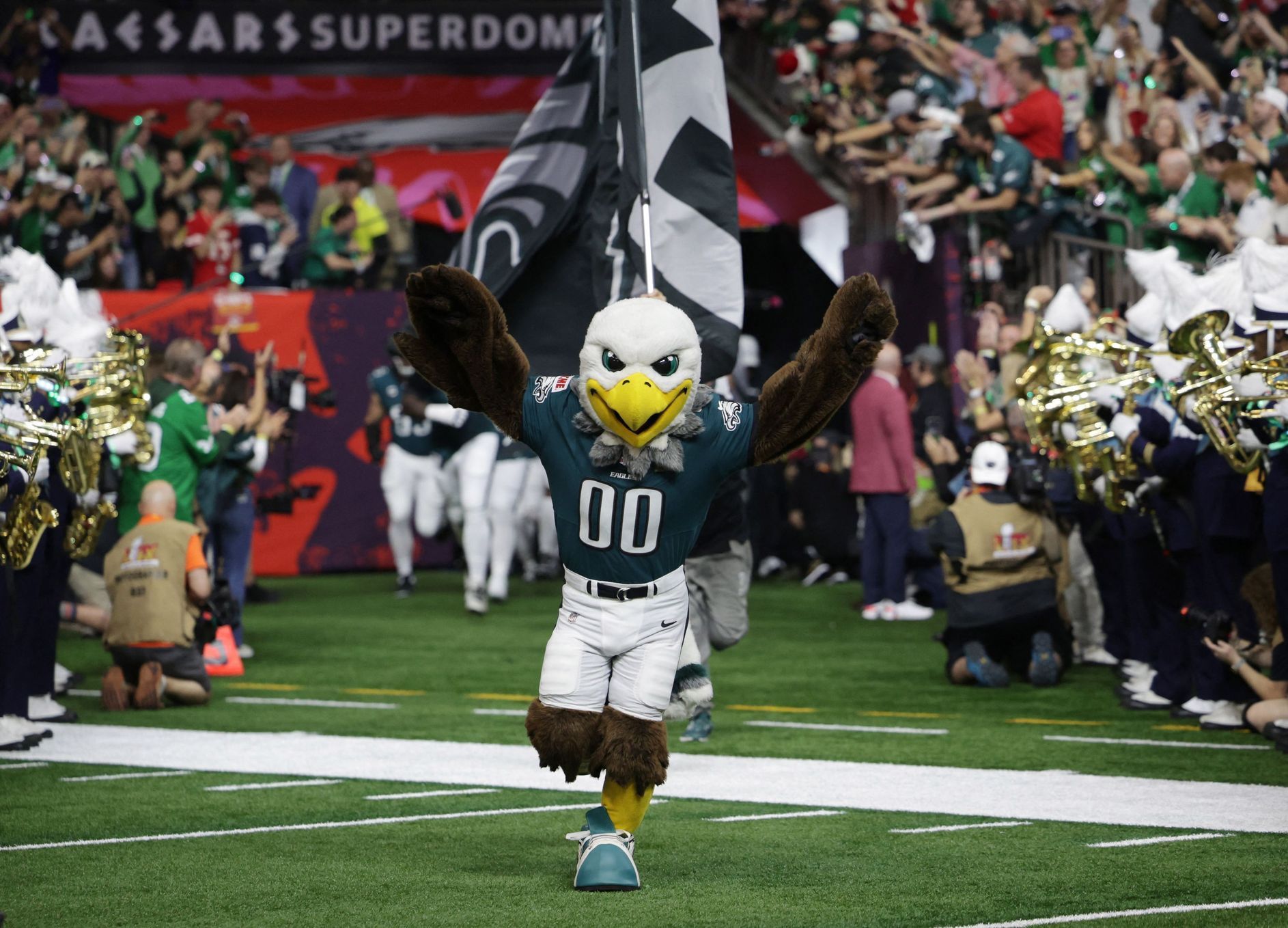 Super Bowl LIX  2025, Philadelphia - Kansas City: maskot Philadelphia jménem Swoop