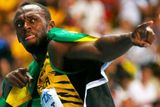 Mimo soutěž: Usain Bolt - 44,7 km/h - bez míče při světovém rekordu na 100 metrů.
