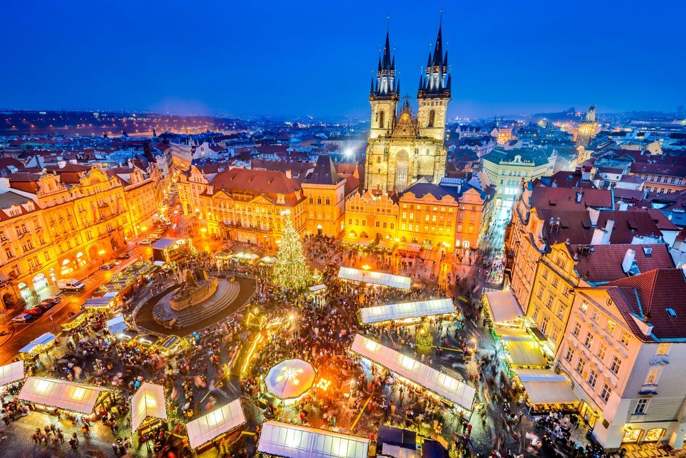 Vánoce osvětlení výzdoba trh Staroměstské náměstí Praha