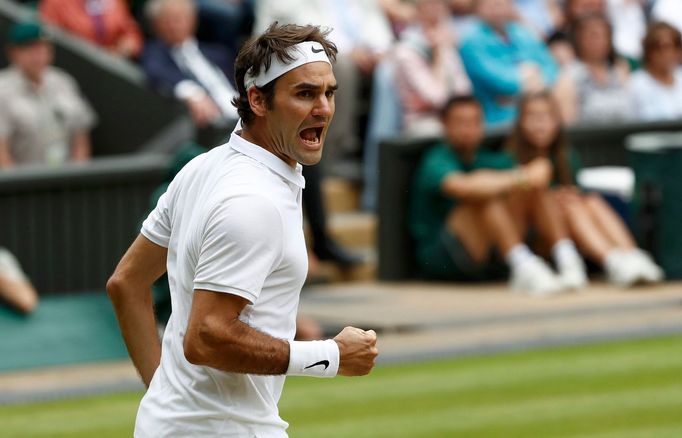 Roger Federer v semifinále Wimbledonu 2016.