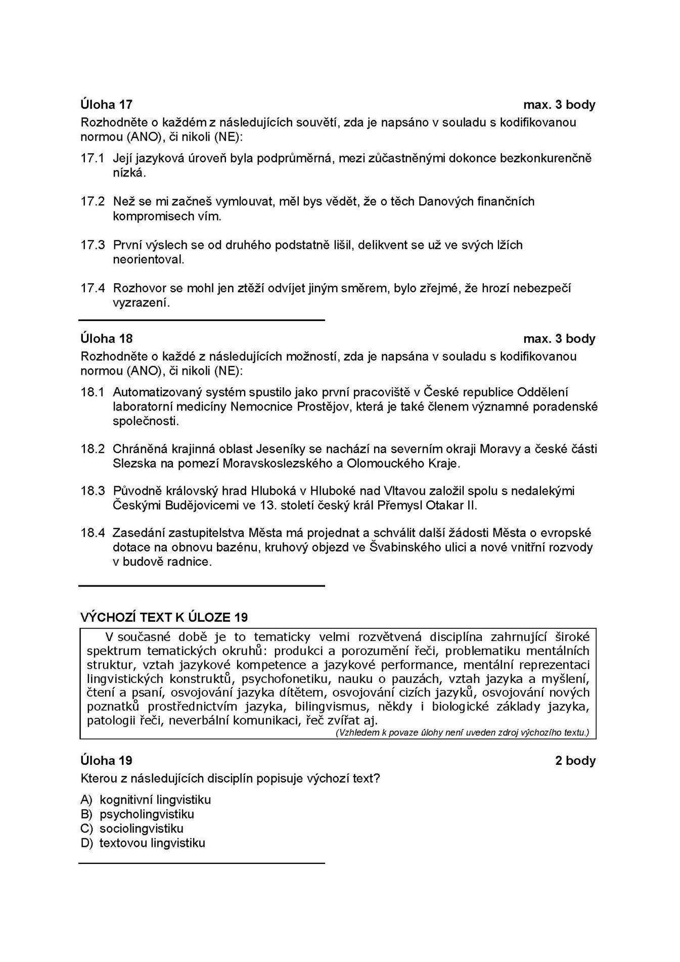 Státní maturita - vyšší obtížnost 6