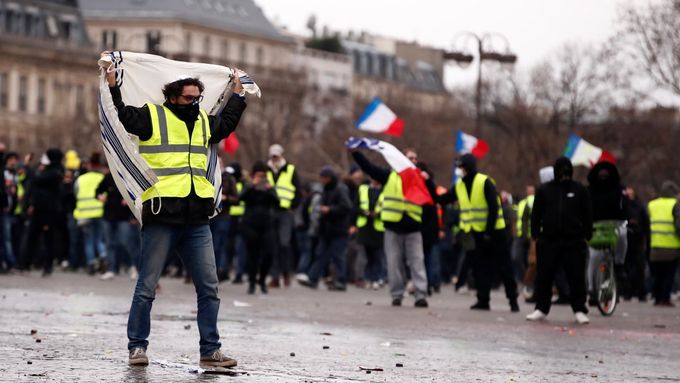 Protest žlutých vest v Paříži, 12. ledna 2019.