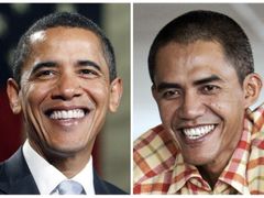 Barack Obama (vlevo) je v Indonésii populární. Těží z toho i jeho dvojník, indonéský fotograf Ilham Anas