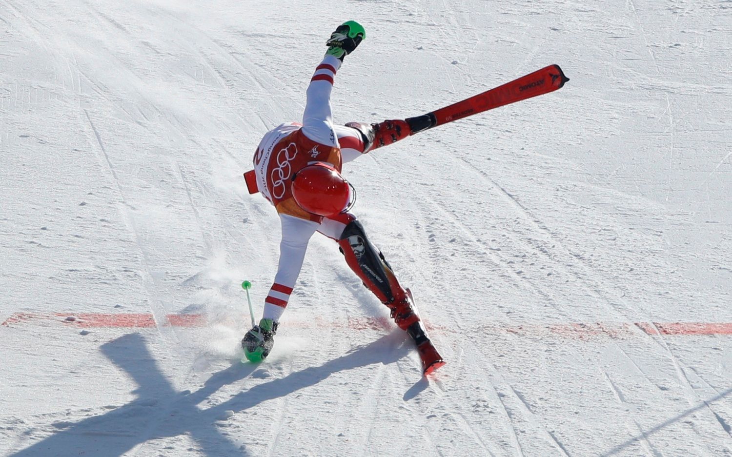 Marcel Hirscher v kombinačním slalomu na ZOH 2018