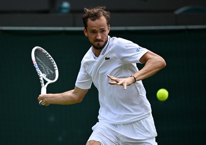 Daniil Medveděv v osmifinále Wimbledonu 2023.