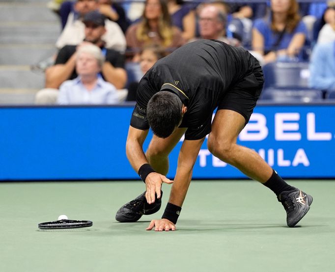 Novak Djokovič v utkání 3. kola US Open 2025