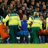Chelsea's Kurt Zouma receives medical attention after sustaining an injury