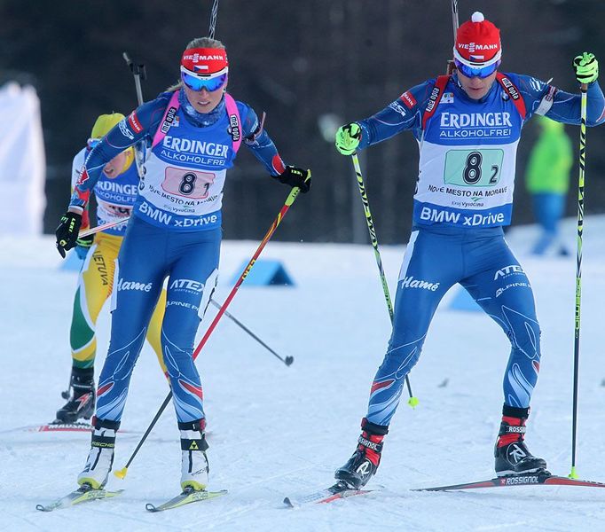 Biatlon, SP NMNM, smíšené dvojice: Eva Puskarčíková a Michal Krčmář