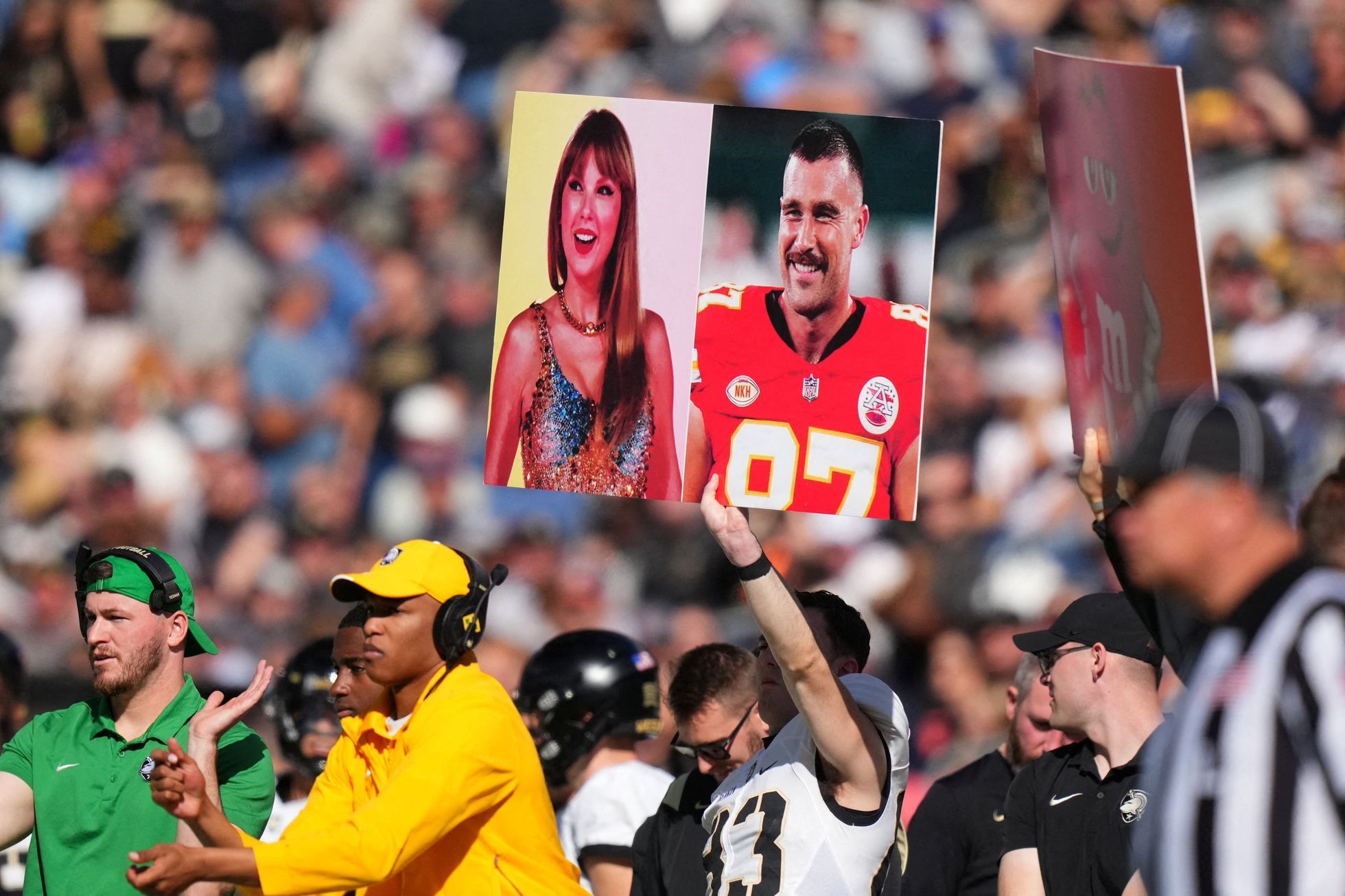 Super Bowl LVIII: Fanoušci Travise Kelce (Kansas City) a Taylor Swiftové