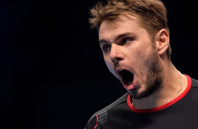 Stanislas Wawrinka se raduje po výhře nad Berdychem na Turnaji mistrů.