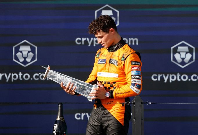 Lando Norris z McLarenu slaví triumf ve VC Miami F1 2024