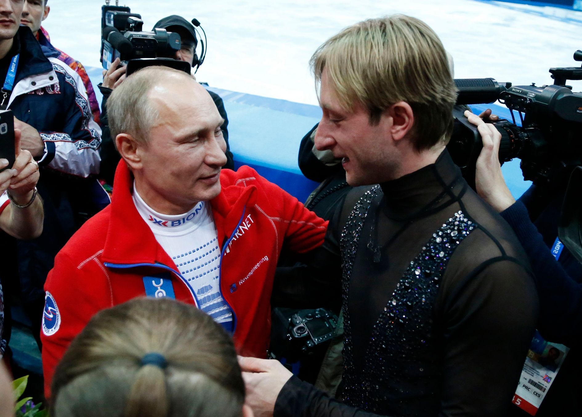 Soči 2014, krasobruslení: Vladimir Putin a Jevgenij Pljuščenko