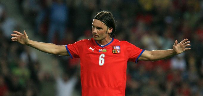 Marek Jankulovski v přípravném zápase o Euro 2008 proti Litvě (Česko - Litva 2:0)