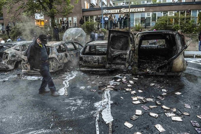 Snímek z předměstí Rinkeby.