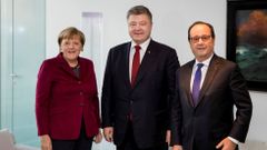 Petro Porošenko, Angela Merkelová a Francois Hollande