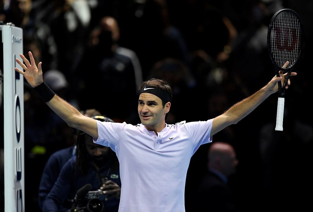 Roger Federer po výhře nad Jackem Sockem v úvodním utkání Turnaje mistrů 2017