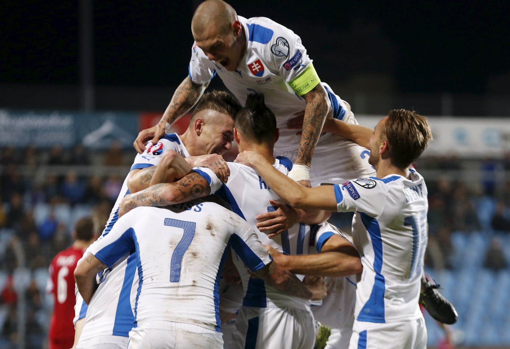 Kvalifikace o Euro 2016: radost fotbalistů Slovenska v Lucembursku