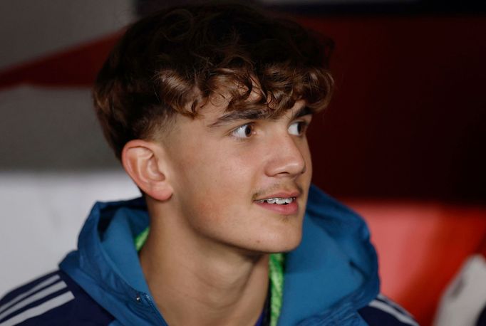 Max Dowman v zápase Ligy mistrů Slavia - Arsenal