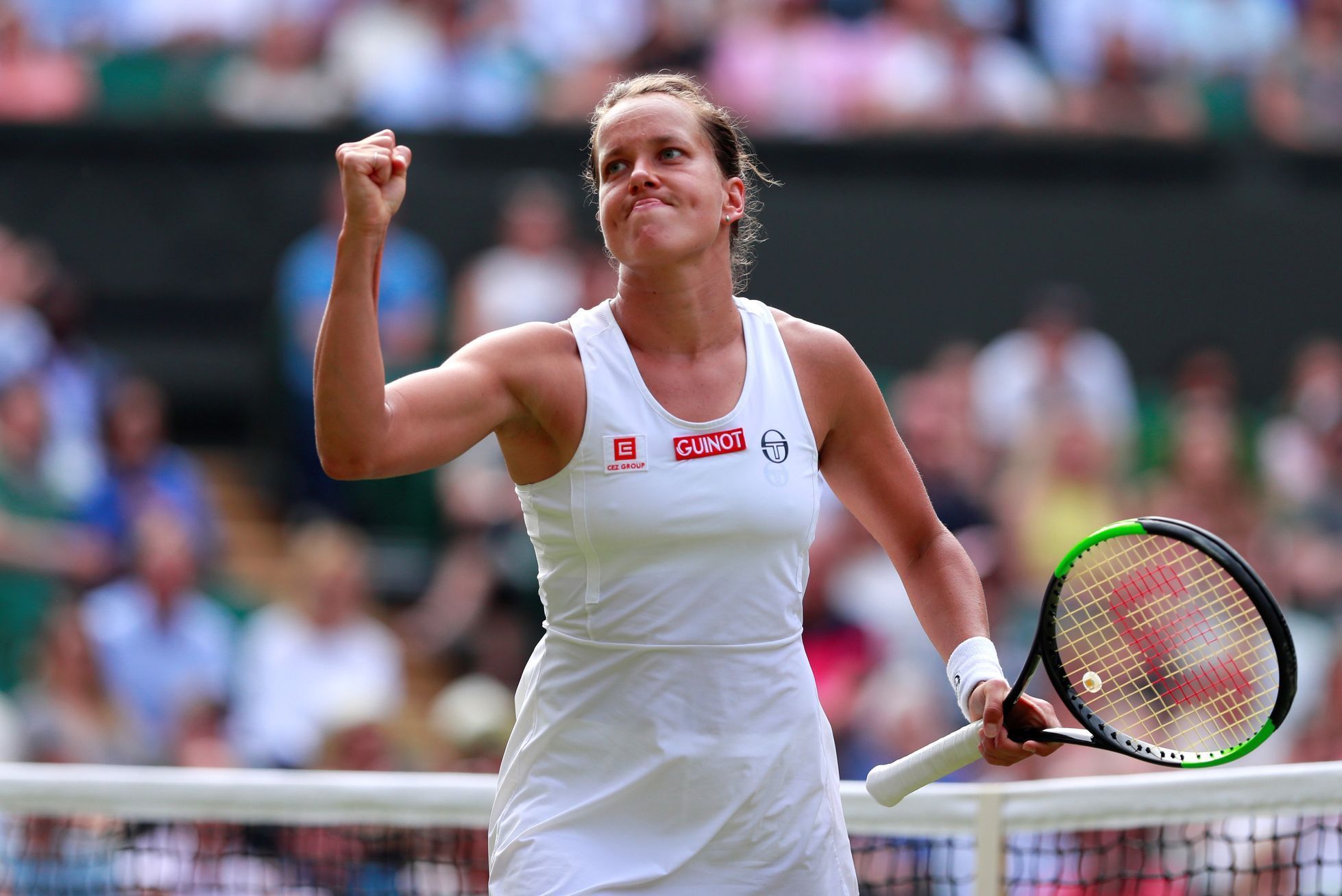 Barbora Strýcová po vítězství ve čtvrtfinále Wimbledonu 2019