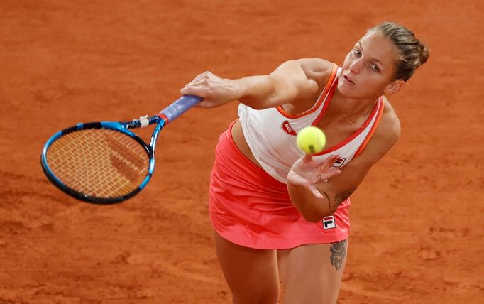 Tennis - French Open - Roland Garros, Paris, France - October 1, 2020  Czech Republic's Karolina Pliskova in action during her second round match Latvia's Jelena Ostapenk