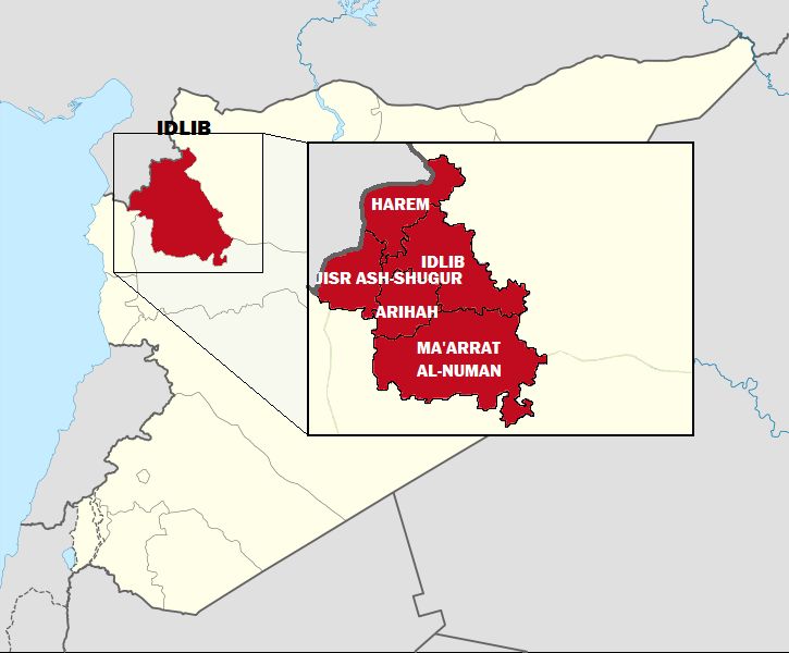 Kde leží provincie Idlíb v Sýrii.