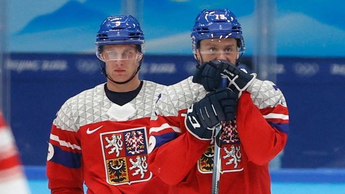 Zklamání českých hokejistů po prohře s Dánskem