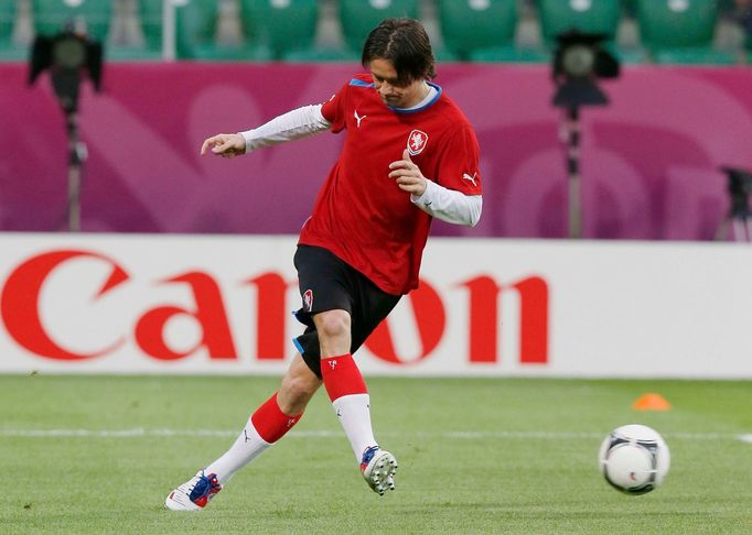 Český fotbalista Tomáš Rosický během tréninku před Eurem 2012.