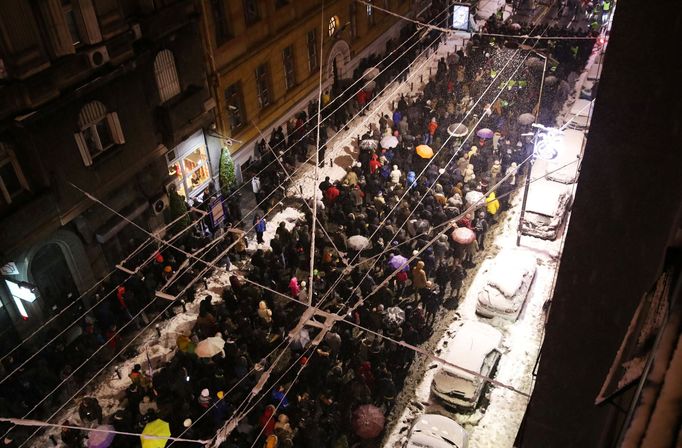 Protesty v Bělehradu.