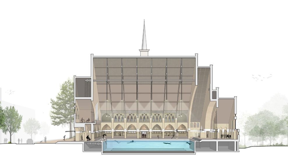 architektura, bazén, kostel, Nizozemsko