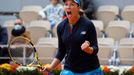 Tennis - French Open - Roland Garros, Paris, France - October 7, 2020  Danielle Rose Collins of the U.S reacts during her quarter final match Sofia Kenin of the U.S.  REU