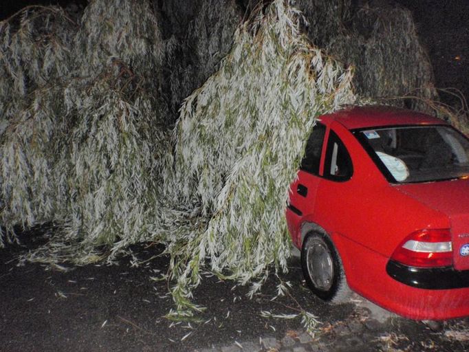 Hasiči museli odstraňovat i stromy spadlá na auta