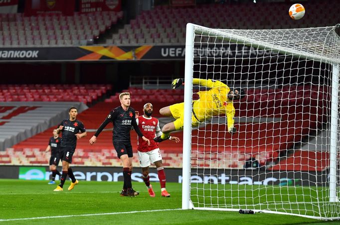 Ondřej Kolář ve čtvrtfinále EL Arsenal - Slavia