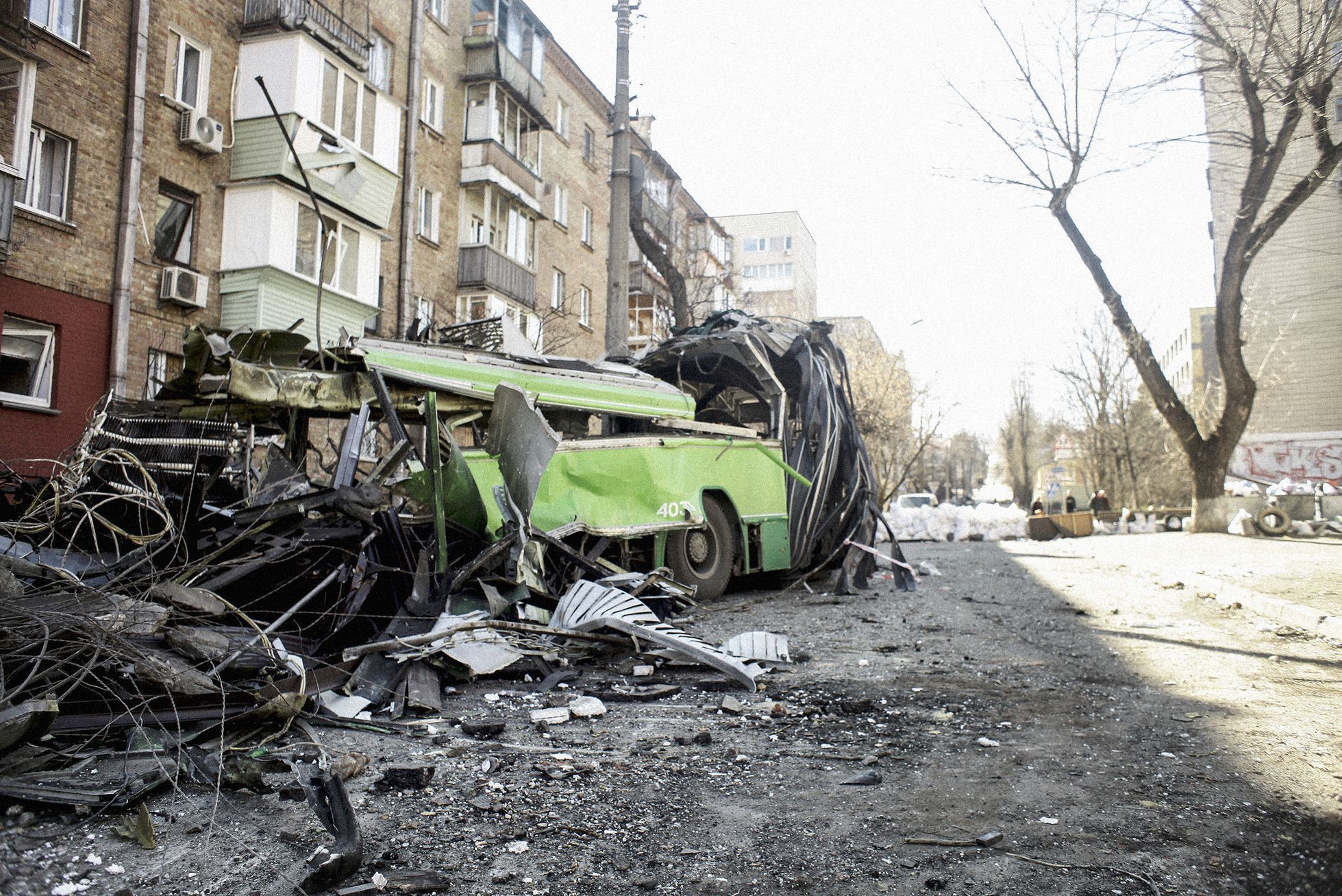 Foto / Martin Kuba / 15. 3. 2022 / Kyjev / Ukrajina / Bombardování, trosky, ostřelování, město, civilní oblast / Boje na Ukrajině 2022